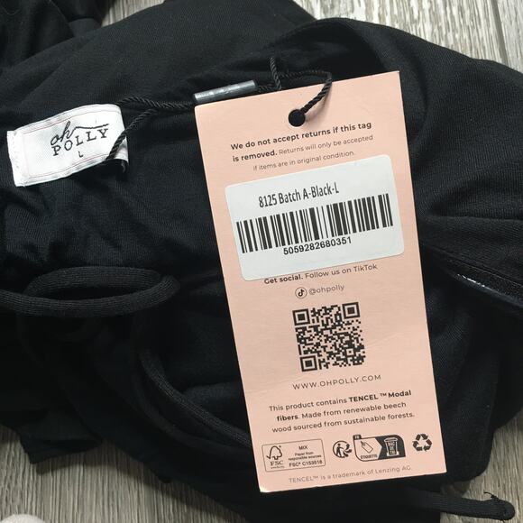 NWT Oh Polly Hope Modal Square Neck Long Sleeve Mini Dress Open Back Black L - Picture 5 of 11